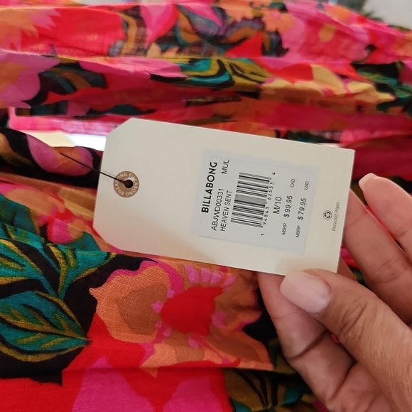 NWT Billabong Heaven Sent Floral Open Back Ruffle Mini Dress - Picture 7 of 7